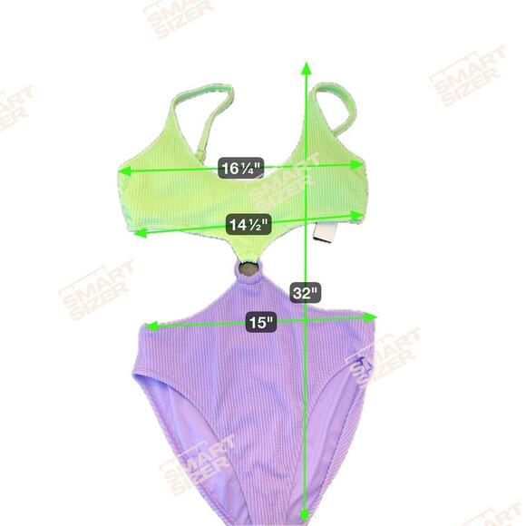 New Salt + Cove Juniors' Colorblock One-Piece Monokini Lime Purple Juniors XL - Picture 11 of 11